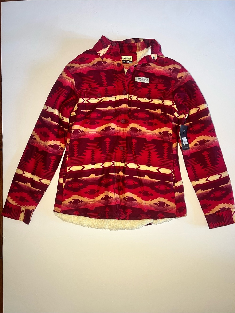 Magellan Outdoors Red Aztec Sherpa-Lined Jacket